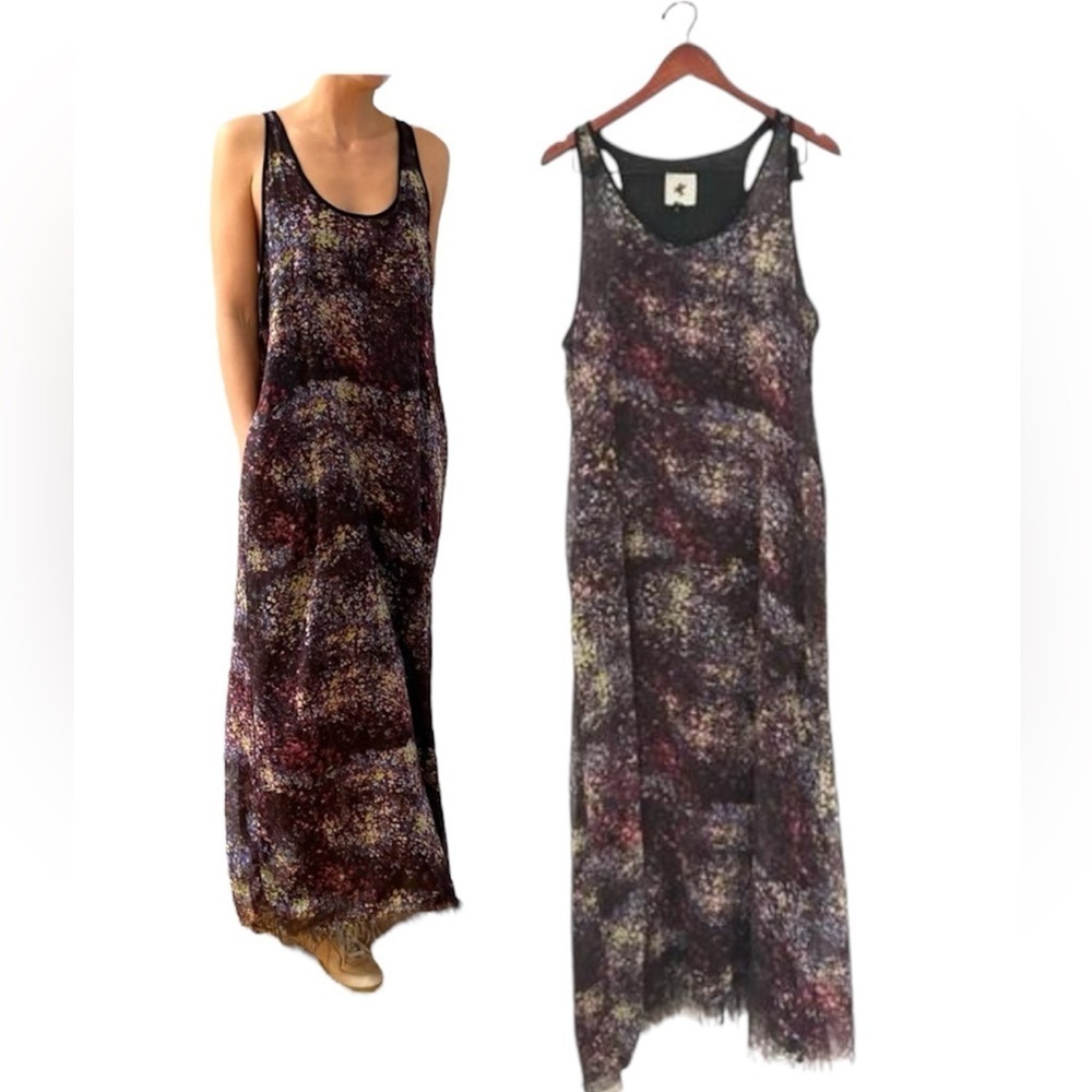 One Teaspoon silk slip on  Maxi Dress with pockets
- Multicolor pattern print